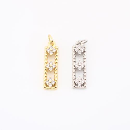 Cubic Zirconia Micro Pave Brass Pendant Geometrical Pattern plated DIY & micro pave cubic zirconia & hollow Sold By PC