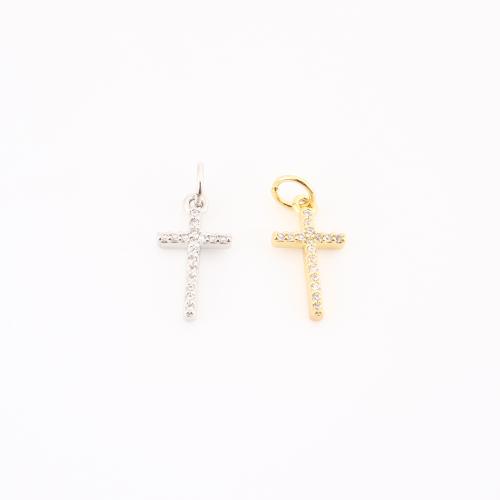 Cubic Zirconia Micro Pave Brass Pendant Cross plated DIY & micro pave cubic zirconia Sold By PC