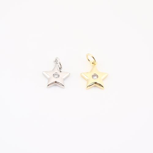 Kubik Zirkonium mikro bana Mässing hängande, Star, plated, DIY & micro bana cubic zirconia, fler färger för val, 16x10x2mm, Säljs av PC