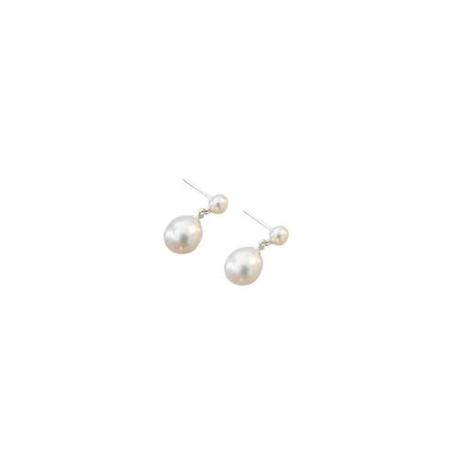 925 Sterling Silver Drop Earring with Freshwater Pearl fashion jewelry & for woman pearl size 6-7mm Sold By PC