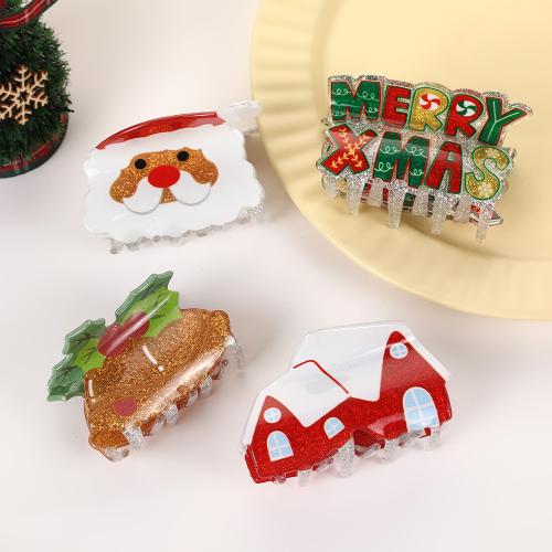 Acrylic Hair Claw Clip printing Christmas Design & for woman Sold By PC