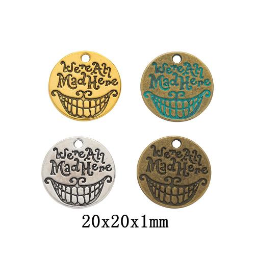 Zinc Alloy Pendants Flat Round plated DIY & with letter pattern Sold By Bag