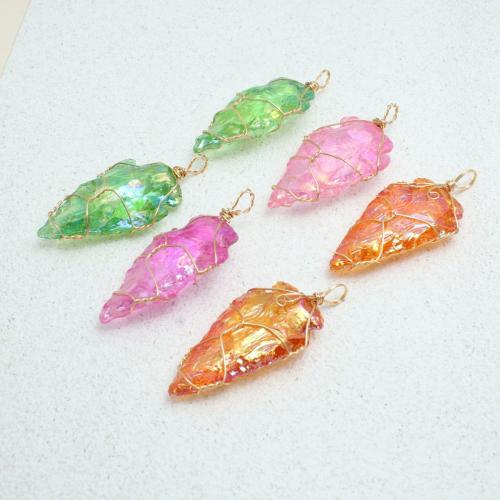 Pingentes quartzo natural, with Aço inoxidável 304, ponta de seta, DIY, Mais cores pare escolha, 25x50mm, vendido por PC