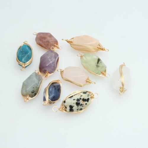 Gemstone Connector with brass wire Geometrical Pattern DIY Sold By PC
