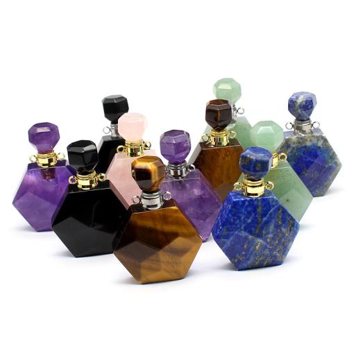 Gemstone Vedhæng Smykker, Ædelsten, med Zinc Alloy, Perfume Bottle, poleret, du kan DIY & forskellige materialer til valg, 39x28x14mm, Solgt af PC