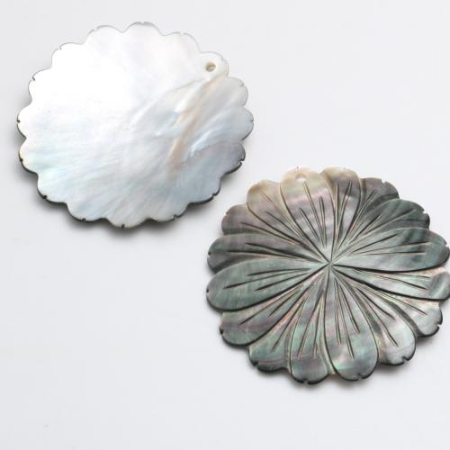 Naturlig svart Shell Halsband, Blomma, Sned, DIY, 48mm, Säljs av PC