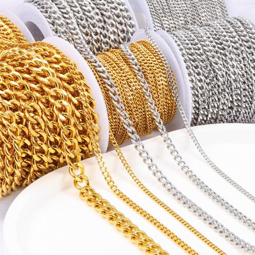 Rustfrit stål Oval Chain, Stainless Steel, forgyldt, du kan DIY & forskellige stilarter for valg, Solgt af m