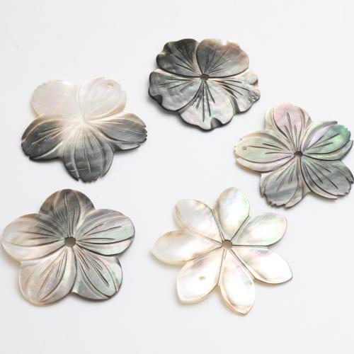 Natural Black Shell Pendants Flower Carved DIY Sold By PC