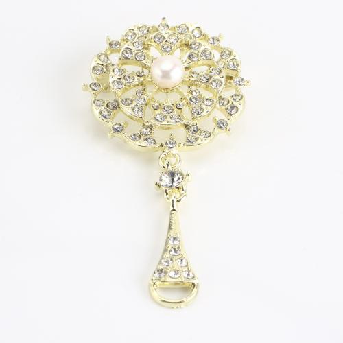 lega in zinco spilla, with perla d'acquadolce coltivata naturalmente, placcato color oro, per la donna & con strass, 69x34x14mm, Venduto da PC