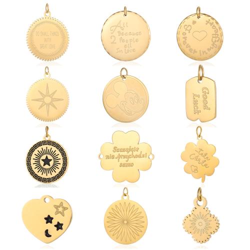 Jóias Pingentes de aço inoxidável, Aço inoxidável 304, banhado, DIY & Vario tipos a sua escolha & com padrão de carta, vendido por PC