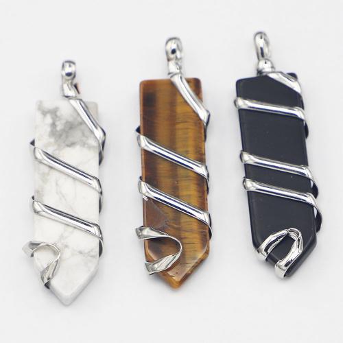 Bijoux Pendentifs en pierres gemmes, pierre gemme, avec alliage de zinc, Motif géométrique, Placage, DIY & différents matériaux pour le choix, 61x18x4mm, Vendu par PC