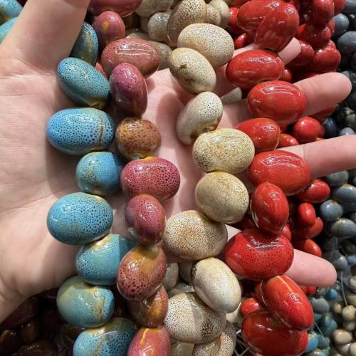 Porzellan Schmuckperlen, oval, DIY, keine, 24x18mm, 100PCs/Tasche, verkauft von Tasche