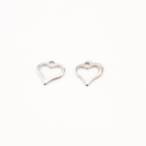 Cruach dhosmálta Croí pendants, 304 Cruach dhosmálta, DIY & log, dath bunaidh, 11x11x1mm, 100ríomhairí pearsanta/Lot, Díolta De réir Lot