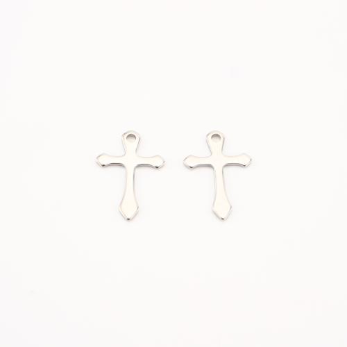 Roestvrij staal Cross Hangers, 304 roestvrij staal, Oversteken, DIY, oorspronkelijke kleur, 16x10x1mm, 100pC's/Lot, Verkocht door Lot