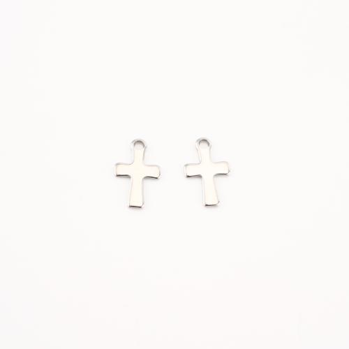 Roestvrij staal Cross Hangers, 304 roestvrij staal, Oversteken, DIY, oorspronkelijke kleur, 12x8x1mm, 100pC's/Lot, Verkocht door Lot