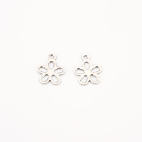 Rostfritt stål blomma hänge, 304 rostfritt stål, DIY & ihålig, ursprungliga färgen, 15x12x1mm, 100PC/Lot, Säljs av Lot