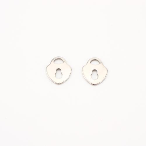 Pendants Jewelry Cruach dhosmálta, 304 Cruach dhosmálta, Lock, DIY & log, dath bunaidh, 12x10x1mm, 100ríomhairí pearsanta/Lot, Díolta De réir Lot