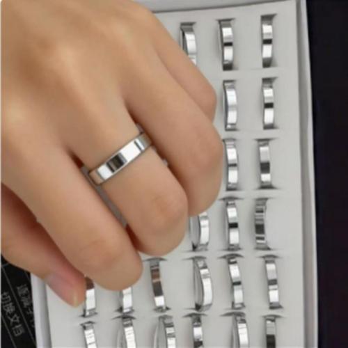 304 roestvrij staal ring Set, uniseks, oorspronkelijke kleur, Maat:6-8, 36pC's/box, Verkocht door box