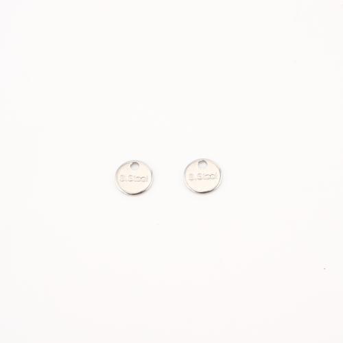 Rustfrit stål smykker Vedhæng, 304 rustfrit stål, Flad Rund, du kan DIY & med bogstavet mønster, 6x6x1mm, 100pc'er/Lot, Solgt af Lot