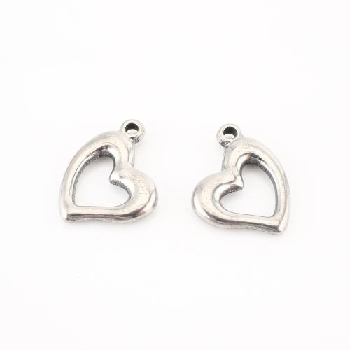 Cruach dhosmálta Croí pendants, 304 Cruach dhosmálta, DIY & log, dath bunaidh, 21x17x3mm, 20ríomhairí pearsanta/Lot, Díolta De réir Lot