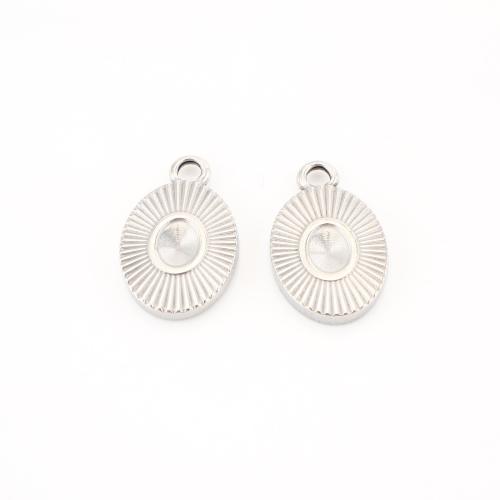 Stainless Steel korut Riipukset, 304 Stainless Steel, Flat Oval, tee-se-itse, alkuperäinen väri, 21x13x3mm, 20PC/erä, Myymät erä