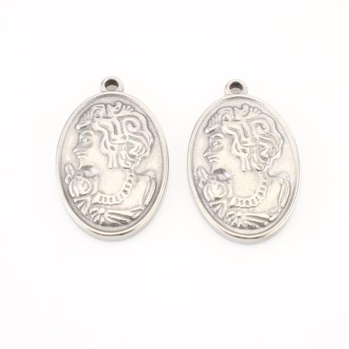Stainless Steel korut Riipukset, 304 Stainless Steel, Flat Oval, tee-se-itse, alkuperäinen väri, 31x19x3mm, 20PC/erä, Myymät erä