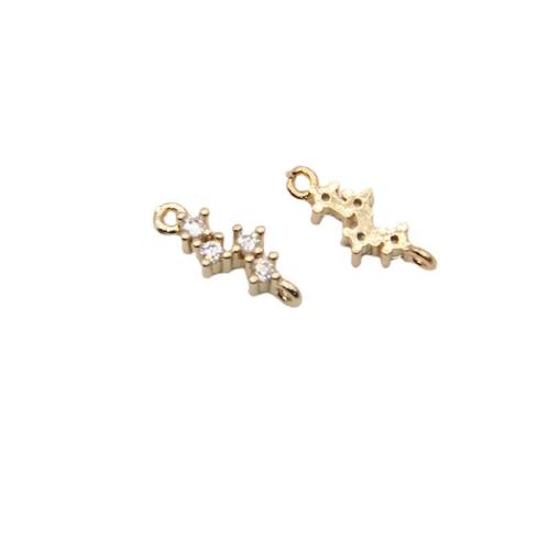 Rhinestone Μενταγιόν Brass, Ορείχαλκος, χρώμα επίχρυσο, DIY & με στρας, 4.70x11.40mm, Sold Με PC