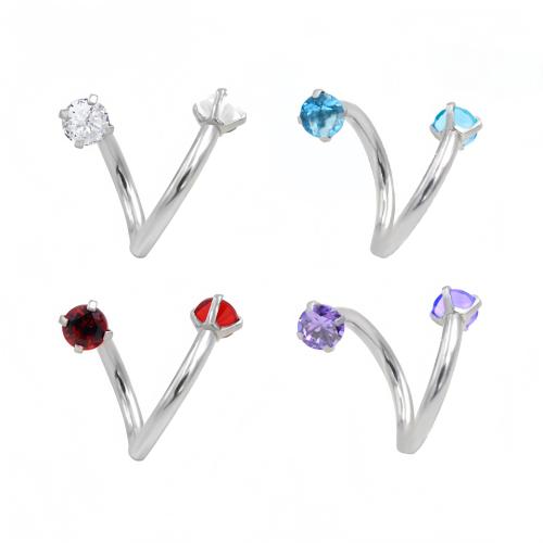 Aço inoxidável 316 Jóia Piercing do nariz, unissex & tamanho diferente para a escolha & micro pavimento em zircônia cúbica, Mais cores pare escolha, vendido por PC