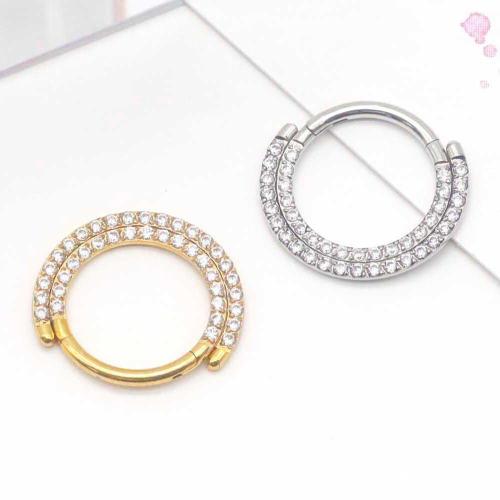 Aço inoxidável 304 Jóia Piercing do nariz, banhado, unissex & tamanho diferente para a escolha & micro pavimento em zircônia cúbica, Mais cores pare escolha, vendido por PC