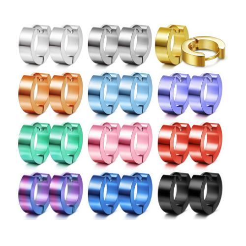 Stal nierdzewna 304 Kolczyk zestaw, Powlekane, biżuteria moda & dla obu płci, mieszane kolory, 9mm, 12par/torba, sprzedane przez torba