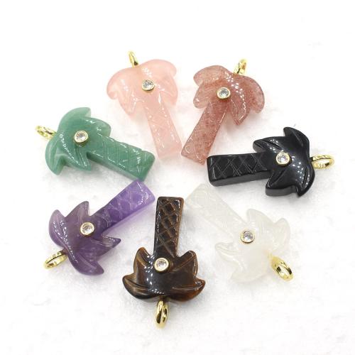 Pendants Gemstone Jewelry, Crann, snasta, DIY & ábhair éagsúla do rogha & le rhinestone, 9x22x35mm, Díolta De réir PC