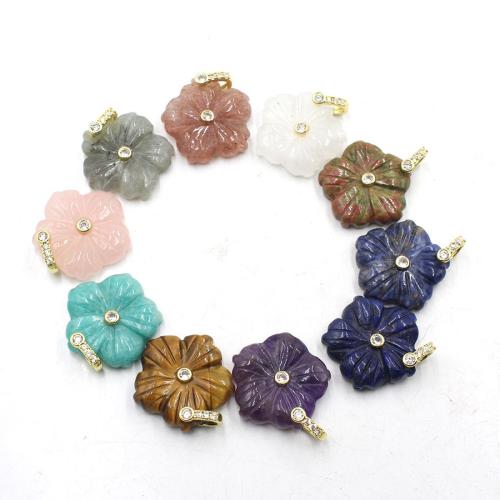 Pendants Gemstone Jewelry, pluma Blossom, snasta, DIY & ábhair éagsúla do rogha & le rhinestone, 6x26x32mm, Díolta De réir PC