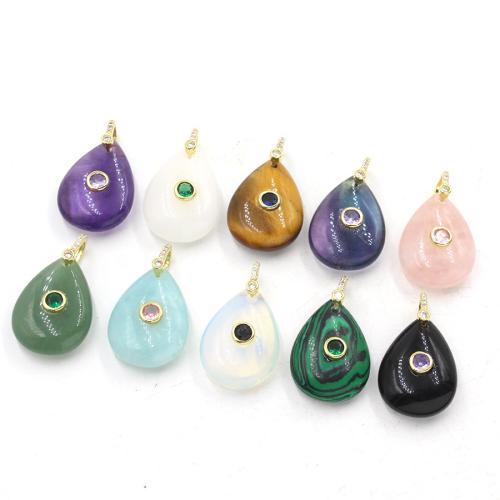 Pendants Gemstone Jewelry, Teardrop, snasta, DIY & ábhair éagsúla do rogha & le rhinestone, 10x18x30mm, Díolta De réir PC