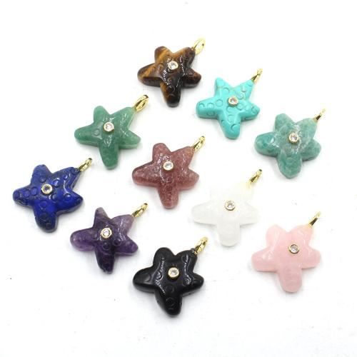 Pendants Gemstone Jewelry, Starfish, snasta, DIY & ábhair éagsúla do rogha & le rhinestone, 10x22x32mm, Díolta De réir PC