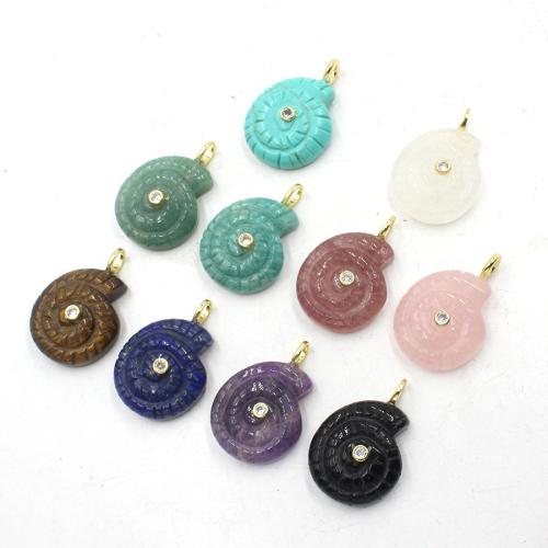 Pendants Gemstone Jewelry, Conch, snasta, DIY & ábhair éagsúla do rogha & le rhinestone, 34x22x10mm, Díolta De réir PC