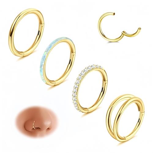 304 nehrđajućeg čelika Nose Piercing Nakit, pozlaćen, 4 komada & bez spolne razlike & različite veličine za izbor & micro utrti kubni cirkonij, više boja za izbor, Prodano By Set