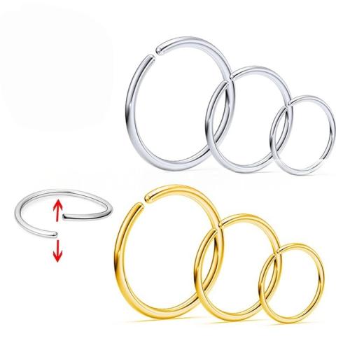 304 Cruach dhosmálta Srón Piercing Jewelry, Donut, plátáilte, unisex & méid éagsúla do rogha, dathanna níos mó le haghaidh rogha, Díolta De réir PC