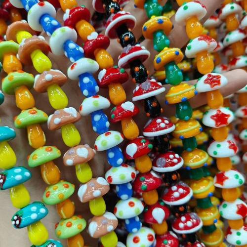 Håndlavede Lampeperler, Lampwork, champignon, hånd tegning, du kan DIY, flere farver til valg, 10x13mm, 20pc'er/Bag, Solgt af Bag