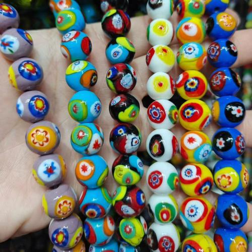 Szklane koraliki złe oko, Lampwork, Koło, ręczny rysunek, DIY & złe oko wzór, dostępnych więcej kolorów, 12mm, 25komputery/torba, sprzedane przez torba