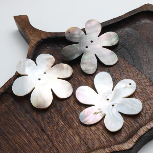 Pendants Dubh Shell Nádúrtha, Flower, DIY, 45mm, Díolta De réir PC