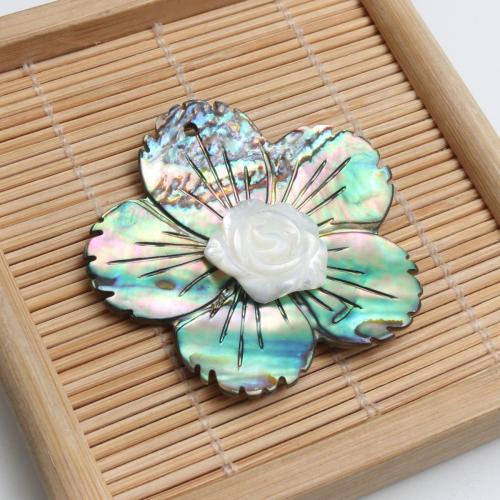 Bhlaosc Pendants, Chluas mhara Shell, le Bán Shell, Flower, Snoite, 38x13mm, Díolta De réir PC