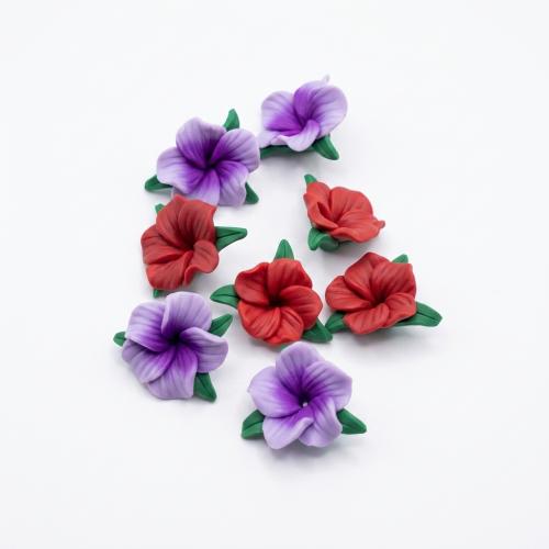 Polymer Ton Haar Accessories DIY Zubehöre, Blume, keine, flower 20mm, flower and leaves 24mm, 1000PCs/Menge, verkauft von Menge