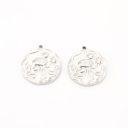 Stainless Steel Animal Pendants 304 Stainless Steel Flat Round DIY original color Sold By Lot