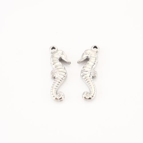 Stainless Steel Animal Pendants 304 Stainless Steel Seahorse DIY original color Sold By Lot