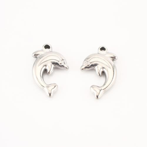 Stainless Steel Animal Pendants 304 Stainless Steel Dolphin DIY original color Sold By Lot