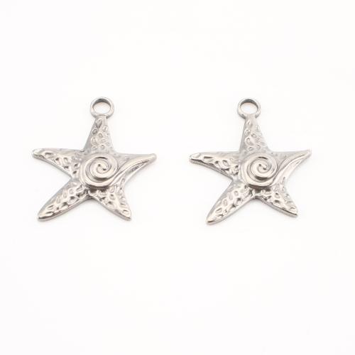 Stainless Steel Pendants 304 Stainless Steel Starfish DIY original color Sold By Lot