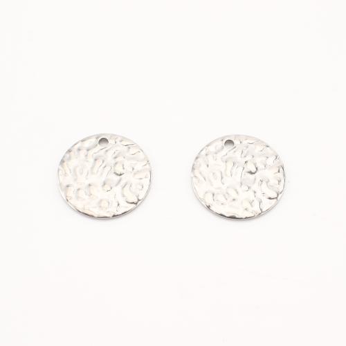 Stainless Steel Pendants 304 Stainless Steel Flat Round DIY & hammered original color Sold By Lot