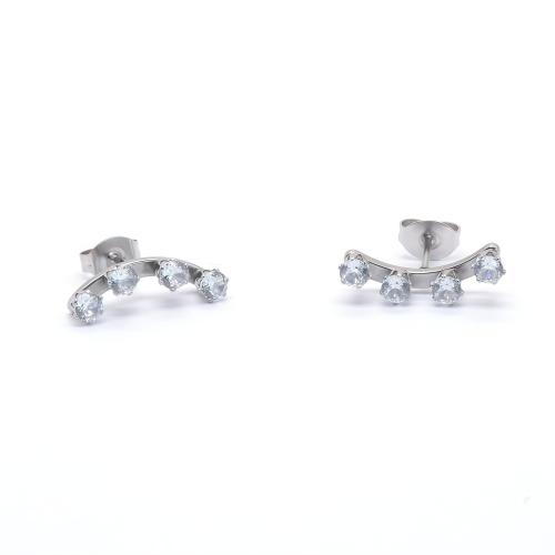 304 acciaio inox orecchino piercing, unisex & Micro spianare cubic zirconia, colore originale, 16mm, Venduto da PC