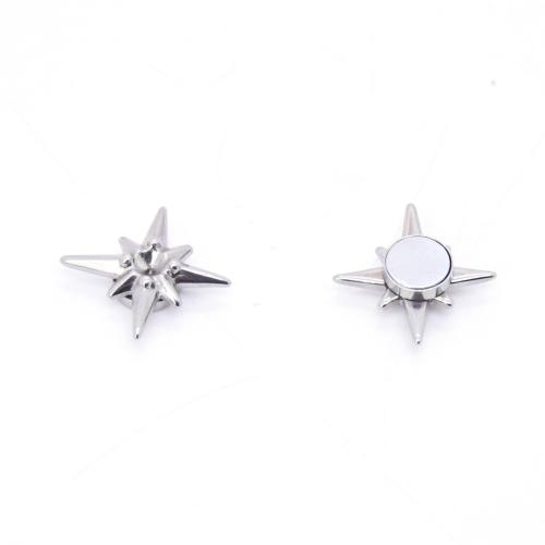 304 Cruach dhosmálta Maighnéadach Graí Earring, Ocht Pointe Star, snasta, jewelry faisin & unisex & le rhinestone, dathanna níos mó le haghaidh rogha, 15x16mm, Díolta De réir PC