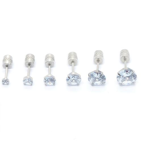 304 Edelstahl Ohrpiercing, unisex & verschiedene Größen vorhanden & mit Strass, originale Farbe, verkauft von PC